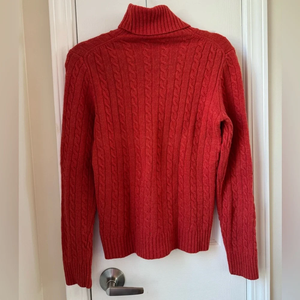 J. CREW Merino Wool/Cashmere/Rabbit Hair Blend Cableknit Turtleneck Orange L
